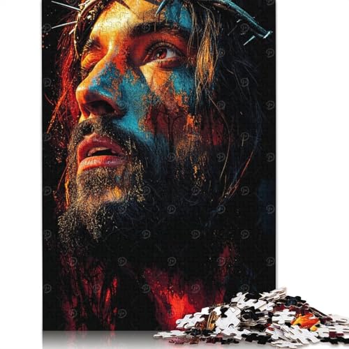 Puzzle mit Porträt von Jesus Christus, schwierig, 100% recycelter Karton, für Damen und Herren, Geschenke, 1000 Teile (75 x 50 cm) von QASEYIPV