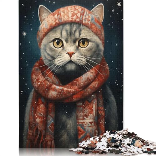Puzzle zum Malen eines Katzenporträts, schwierige Herausforderung, 100% recycelter Karton, Puzzle für Frauen und Männer, Geschenke, 1000 Teile (75 x 50 cm) von QASEYIPV