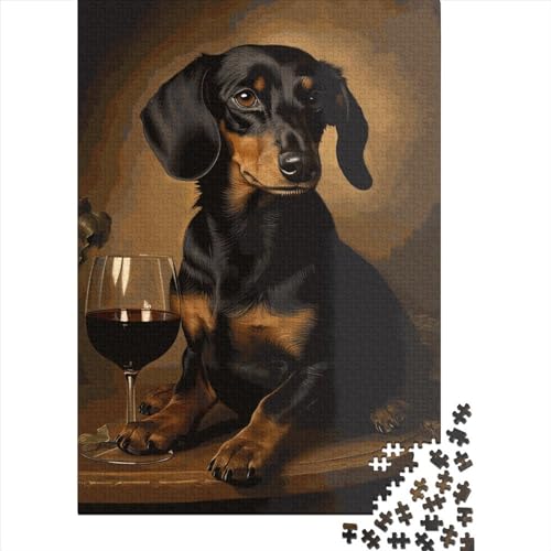 Quadratisches Dackel-Puzzle, 1000 Teile für Erwachsene, Holzpuzzle, pädagogisches Spielzeug, 1000 Teile (38 x 26 cm) von QASEYIPV
