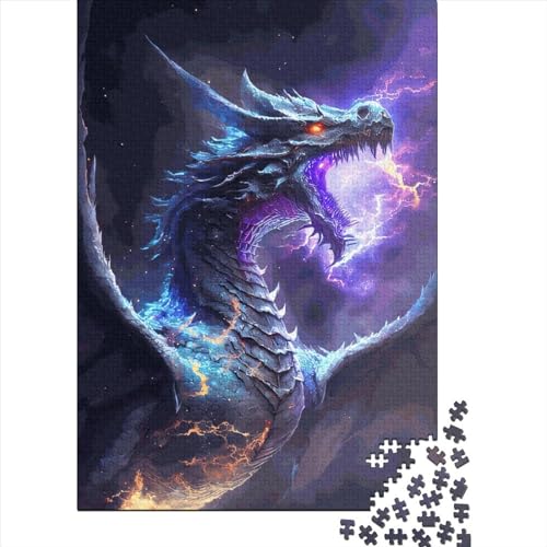 Quadratisches Drachenpuzzle mit 1000 Teilen für Erwachsene und Holzpuzzle, pädagogisches Spiel, Herausforderungsspielzeug, 1000 Teile (38 x 26 cm) von QASEYIPV