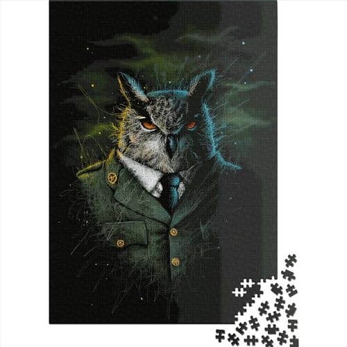 Quadratisches Eulen-Puzzle, 1000 Teile für Erwachsene, Holzpuzzle, einzigartige Herausforderungsspiele, 1000 Teile (38 x 26 cm) von QASEYIPV