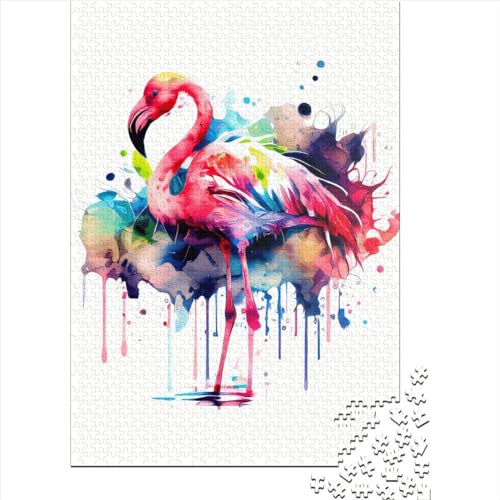 Quadratisches Flamingo-Puzzle mit 1000 Teilen für Erwachsene und Holzpuzzle, pädagogisches Spiel, 1000 Teile (75 x 50 cm) von QASEYIPV