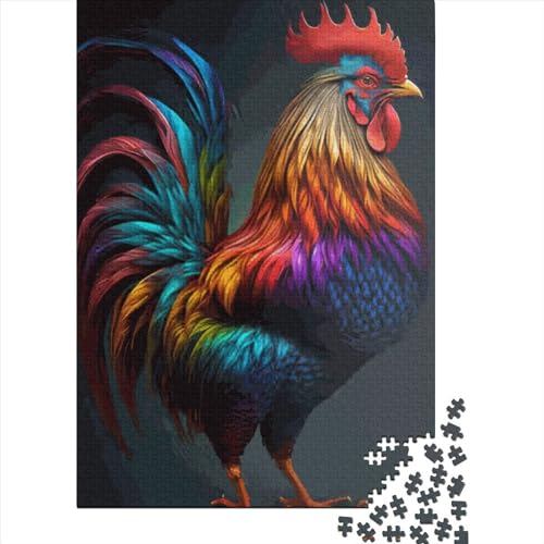 Quadratisches Puzzle, 1000 Teile, Hühnchen und Hahn für Erwachsene, Holzpuzzle, Spielzeug für die Wand, 1000 Teile (38 x 26 cm) von QASEYIPV