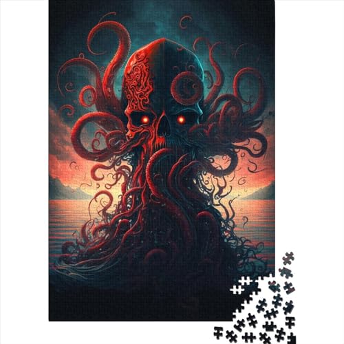 Quadratisches Puzzle, 1000 Teile, Oktopusinsel für Erwachsene, Holzpuzzle, Lernspiel für Kinder, 1000 Teile (38 x 26 cm) von QASEYIPV