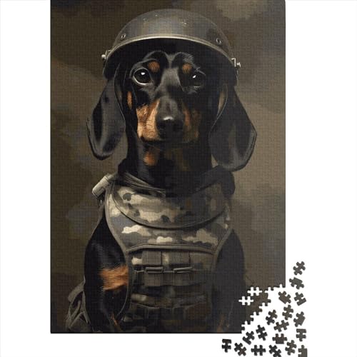 Quadratisches Puzzle, 1000 Teile, Soldat, Dackel, für Erwachsene, Holzpuzzle, Lernspielzeug, Lernspielzeug, 1000 Teile (38 x 26 cm) von QASEYIPV