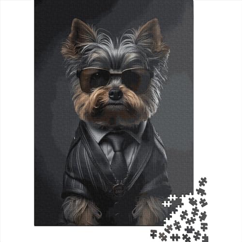 Quadratisches Puzzle, 1000 Teile, Terrier Gangster für Erwachsene, Holzpuzzle, praktisches Spiel, 1000 Teile (38 x 26 cm) von QASEYIPV