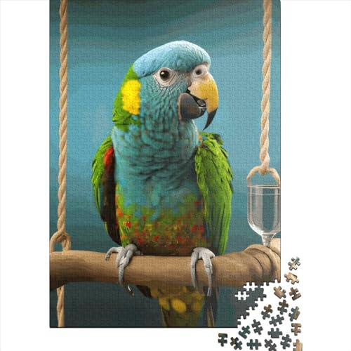 Quadratisches Puzzle, 1000 Teile, Tiere und Papageien für Erwachsene und Holzpuzzle (38 x 26 cm) von QASEYIPV