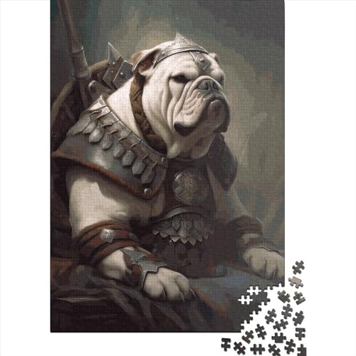 Quadratisches Puzzle, 1000 Teile, englische Bulldogge, Wikinger, für Erwachsene, Holzpuzzle, Lernspiel für Kinder, 1000 Teile (38 x 26 cm) von QASEYIPV