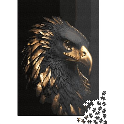 Quadratisches Puzzle, 1000 Teile, goldener Adler, für Erwachsene, Holzpuzzle, pädagogisches Spiel, Herausforderungsspielzeug, 1000 Teile (38 x 26 cm) von QASEYIPV