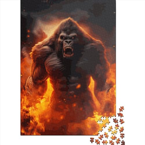 Quadratisches Puzzle, 1000 Teile, wütender und böser Gorilla für Erwachsene, Holzpuzzle, Lernspiel für Kinder, 1000 Teile (38 x 26 cm) von QASEYIPV