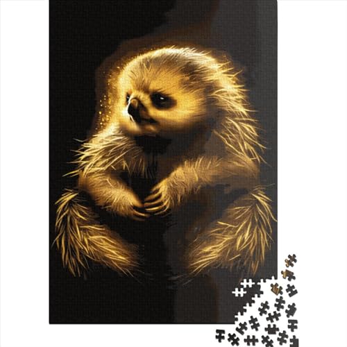 Quadratisches Puzzle, Faultier, Schwarz, Gold, 1000 Teile, für Erwachsene, Holzpuzzle, herausforderndes Spiel, 1000 Teile (38 x 26 cm) von QASEYIPV