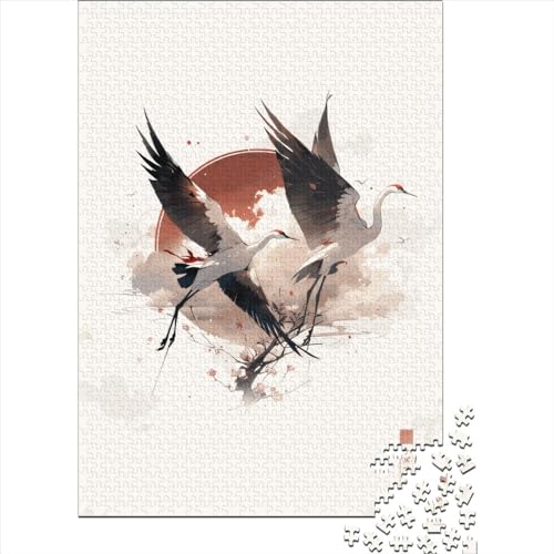 Quadratisches Puzzle, japanischer roter Kranich, 1000 Teile, für Erwachsene, Holzpuzzle, Lernspiel für Kinder, 1000 Teile (75 x 50 cm) von QASEYIPV