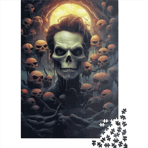Quadratisches Puzzle 1000 Teile Halloween Fright Night für Erwachsene, Holzpuzzle, einzigartige Herausforderungsspiele, 1000 Teile (38 x 26 cm) von QASEYIPV