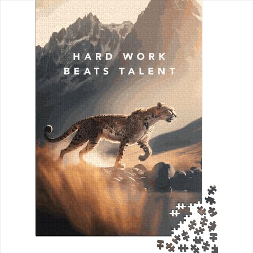Quadratisches Puzzle 1000 Teile Leopardenmuster für Erwachsene, Holzpuzzle, Lernspiel für Familien, 1000 Teile (75x50cm) von QASEYIPV