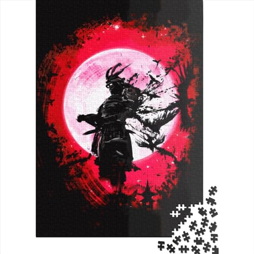 Quadratisches Puzzle 1000 Teile Samurai Warrior für Erwachsene, Holzpuzzle, praktisches Spiel mit 1000 Teilen (38 x 26 cm) von QASEYIPV