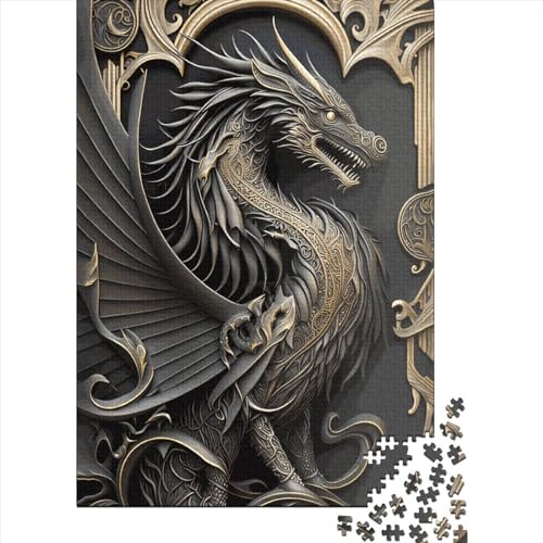 Quadratisches Puzzle Drache 1000 Teile für Erwachsene, Holzpuzzle Lernspiel für Kinder 1000 Teile (75x50cm) von QASEYIPV
