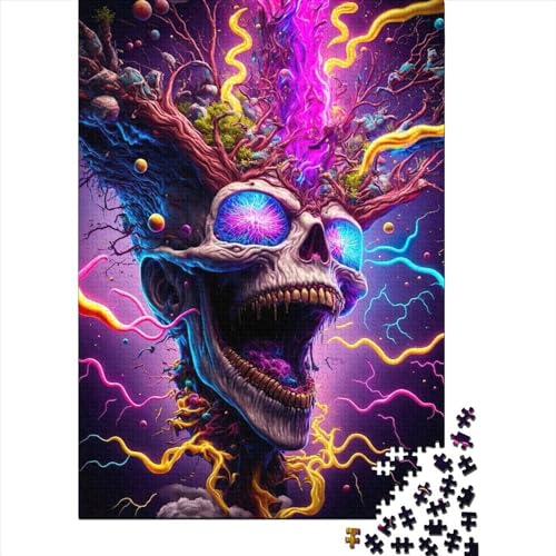 Quadratisches Puzzle PSYSKULL 1000 Teile für Erwachsene, Holzpuzzle, das beste Weihnachtsgeschenk für Erwachsene und 1000 Teile (38x26cm) von QASEYIPV