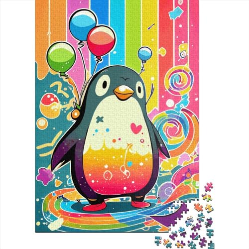 Quadratisches Puzzle für Kinder 1000 Teile Pinguin für Erwachsene, Holzpuzzle, herausforderndes Spielpuzzle, 1000 Teile (75 x 50 cm), Weihnachtsgeschenke von QASEYIPV