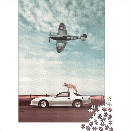 Quadratisches Puzzle mit 1000 Teilen A Spitfire Fly für Erwachsene, Holzpuzzle, Familienpädagogisches Spiel, 1000 Teile (38 x 26 cm) von QASEYIPV