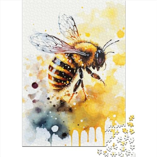 Quadratisches Puzzle mit 1000 Teilen Aquarellbienen für Erwachsene und Kinder, aus Holz, 75 x 50 cm Quadratisches Puzzle mit 1000 Teilen Aquarellbienen für Erwachsene und Kinder, aus Holz, 75 x 50 cm von QASEYIPV