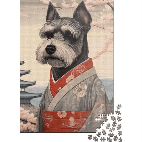 Quadratisches Schnauzer Geisha 1000 Teile Puzzle für Erwachsene, Holzpuzzle Spielzeug Wanddekoration Weihnachtsgeschenke 1000 Teile (38x26cm) von QASEYIPV