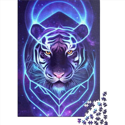 Quadratisches Tigerpuzzle, 1000 Teile für Erwachsene und Holzpuzzle, pädagogisches Spiel, Herausforderungsspielzeug, 1000 Teile (75 x 50 cm) von QASEYIPV