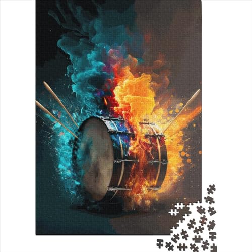 Quadratisches Trommelpuzzle 1000 Teile für Erwachsene und Holzpuzzle, Lernspiel 1000 Teile (75 x 50 cm) von QASEYIPV