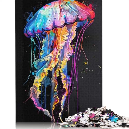 Quallen-Popart-Gemälde, 1000-teiliges Puzzle für Teenager, Geschenke, Papierpuzzle, Puzzle für Erwachsene, Lernspiele für zu Hause, DIY-Spielzeug, 1000 Teile (75 x 50 cm) von QASEYIPV