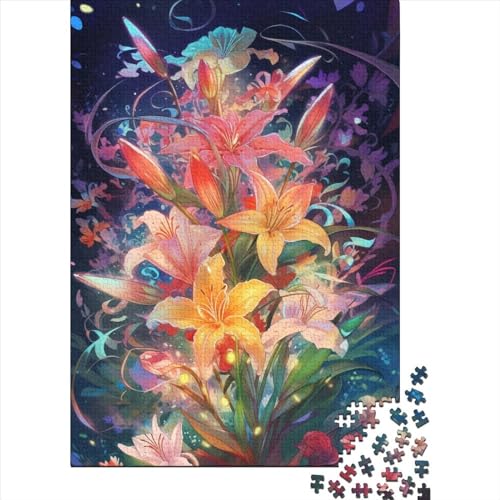 Radiant Lily Puzzle 1000 Teile für Erwachsene, Halloween-Geschenk, Puzzle, Lernspielzeug, 1000 Teile (38 x 26 cm) von QASEYIPV