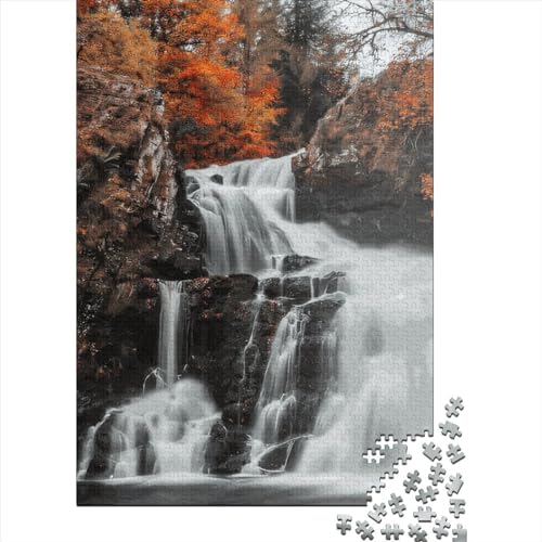 Reekie Linn Wasserfall-Puzzle, quadratisch, 1000 Teile, für Erwachsene und Holzpuzzle, pädagogisches Spiel, Herausforderungsspielzeug, 1000 Teile (75 x 50 cm) von QASEYIPV