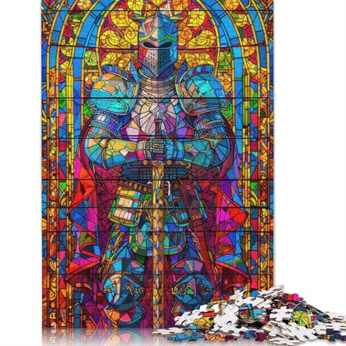 Ritter im Buntglas-Puzzle, kreative Spiele, 100% recycelter Karton, Puzzle für Erwachsene, 1000 Teile (75 x 50 cm) von QASEYIPV