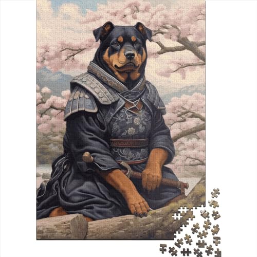 Rottweiler Quadratisches Puzzle, 1000 Teile für Erwachsene, Holzpuzzle, Familienunterhaltungsspielzeug, 1000 Teile (75 x 50 cm) von QASEYIPV