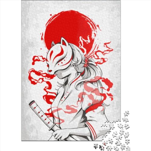 Samurai Girl Quadratisches Puzzle, 1000 Teile, für Erwachsene, Holzpuzzle, praktisches Spiel, 1000 Teile (75 x 50 cm) von QASEYIPV