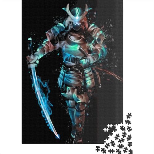 Samurai Soul Puzzle 1000 Teile für Erwachsene, quadratische Puzzles für Erwachsene und Jugendliche, Holzpuzzle, Kunst, Heimdekoration, 1000 Teile (38 x 26 cm) von QASEYIPV