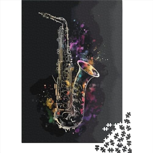 Saxophon-Puzzle, 1000 Teile, bunt und kreativ, für Erwachsene und Kinder, herausforderndes Holzspiel, 75 x 50 cm von QASEYIPV