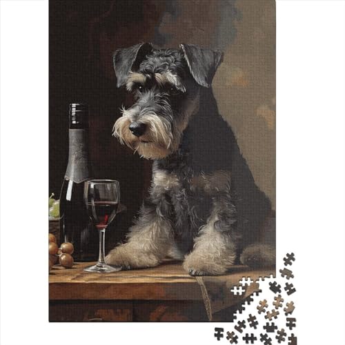Schnauzer, kreatives quadratisches Puzzle, 1000 Teile, für Erwachsene, Holzpuzzle, Lernspielzeug, 1000 Teile (75 x 50 cm) von QASEYIPV