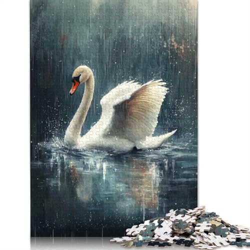 Schwan im Regen Puzzle 1000 Teile für Erwachsene und Teenager ab 12 Jahren, 1000 Teile (75 x 50 cm) von QASEYIPV