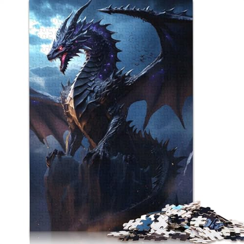 Schwarzer Elder Dragon 1000-teiliges Papierpuzzle für Erwachsene, Puzzle, Lernspiel, Herausforderungsspielzeug, 1000 Teile (75 x 50 cm) von QASEYIPV