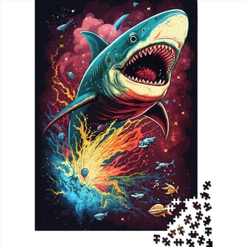 Shark Fantasyland Puzzle 1000 Teile für Erwachsene, Halloween-Geschenk, Holzpuzzle für Erwachsene, 1000 Teile (75x50cm) von QASEYIPV