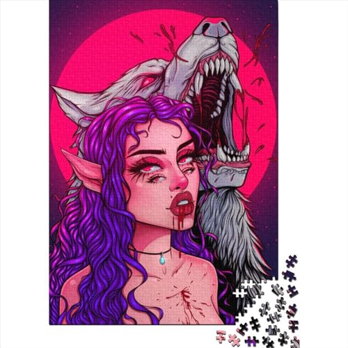 Shewolf Puzzle 1000 Teile für Erwachsene, Halloween-Geschenk, Erwachsenenpuzzle, einzigartige Dekorationen und Geschenke, 1000 Teile (75x50cm) von QASEYIPV