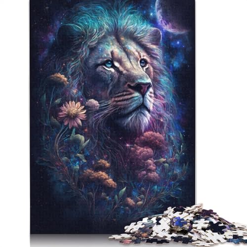 Space Lion Art Puzzle Spielzeug Lernspiel Premium-Puzzle aus Karton für Erwachsene und Kinder, 1000 Teile (75 x 50 cm) von QASEYIPV