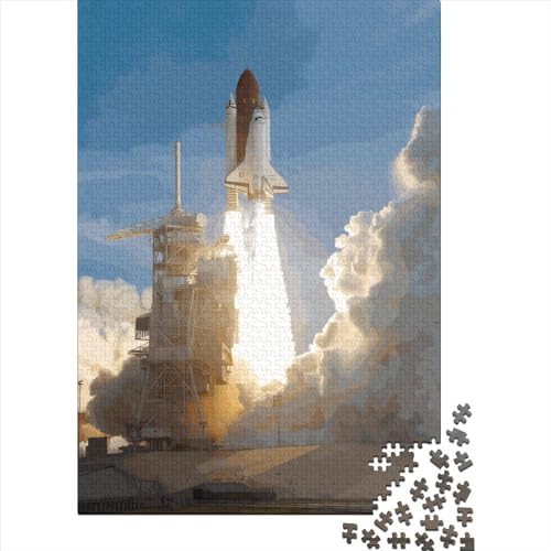 Space Shuttle 1000-teiliges quadratisches Puzzle für Erwachsene und Holzpuzzle, Lernspielzeug, Herausforderung, Spielzeug, 1000 Teile (38 x 26 cm) von QASEYIPV