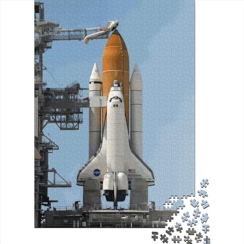 Space Shuttle Quadratisches Puzzle 1000 Teile für Erwachsene, Holzpuzzle, praktisches 1000-teiliges Spiel (75 x 50 cm) von QASEYIPV