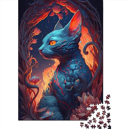 Sphynx Spellbound Puzzle 1000 Teile für Erwachsene, Halloween-Geschenk, Puzzle, Lernspielzeug, 1000 Teile (38 x 26 cm) von QASEYIPV