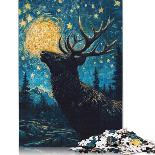 Sternennacht-Hirsch-Puzzle für Erwachsene, 1000-teiliges Puzzle für Teenager ab 12 Jahren, 1000 Teile (75 x 50 cm) von QASEYIPV