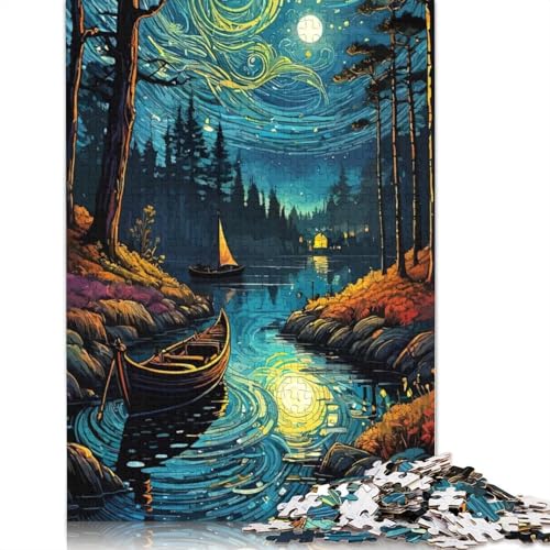 Sternennacht-See-Puzzle, kreative Spiele, 100% recycelter Karton, Puzzle für Erwachsene, 1000 Teile (75 x 50 cm) von QASEYIPV