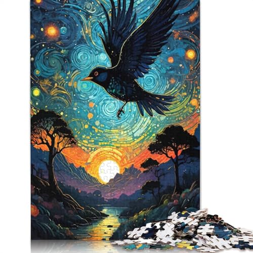 Sternennacht-Vogel-Puzzle, Premium-Puzzle aus 100% recyceltem Karton, 100% recycelter Pappe, Puzzle für Erwachsene, 1000 Teile (75 x 50 cm) von QASEYIPV