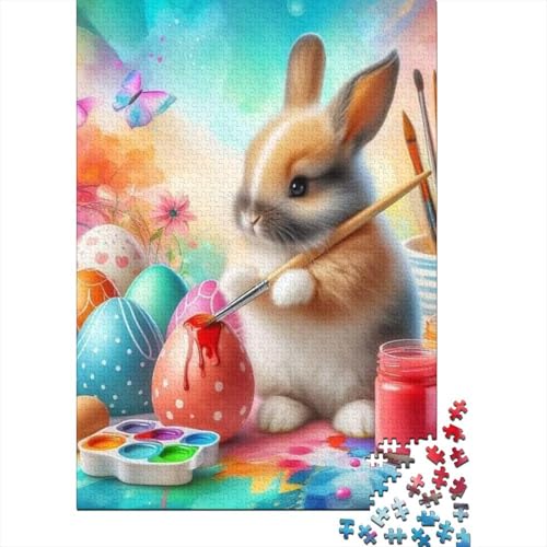 Süßes Weihnachts-Häschen-Puzzle, Premium-Puzzle aus 100% recyceltem Kartonpapier, rechteckig, für Damen und Herren, einzigartiges, 1000 Teile (75 x 50 cm) von QASEYIPV