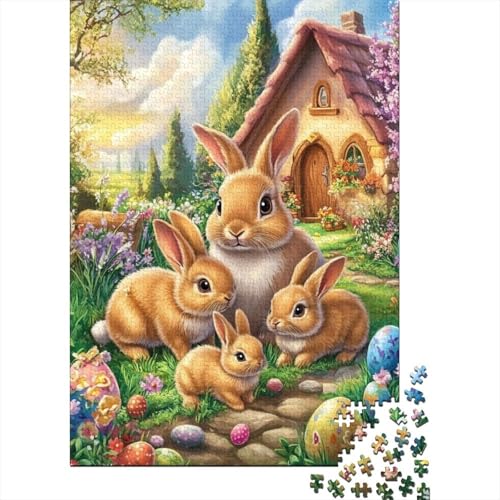 Süßes Weihnachts-Häschen-Puzzle, herausfordernd und knifflig, 100% recycelter Karton, Puzzle für Erwachsene, Teenager, Geburtstagsgeschenk, 1000 Teile (75 x 50 cm) von QASEYIPV