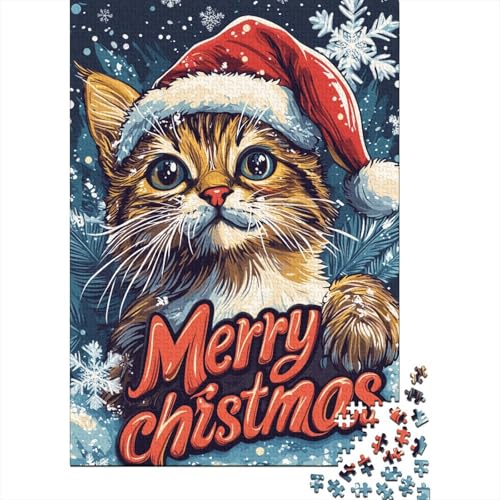 Süßes Weihnachtskatzen-Puzzle, umweltfreundliche Materialien, 100% recycelter Karton, Puzzle für Erwachsene und Kinder, 1000 Teile (75 x 50 cm) von QASEYIPV